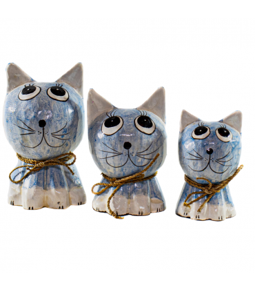 JUEGO DE 3 GATOS CABEZONES