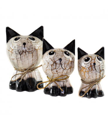 JUEGO DE 3 GATOS CABEZONES