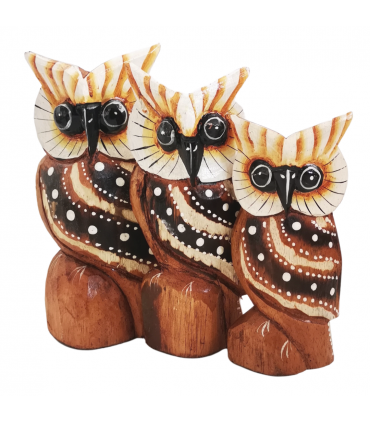 JUEGO DE 3 BÚHOS TALLADOS