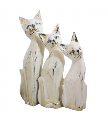 JUEGO DE 3 GATOS BLANCOS