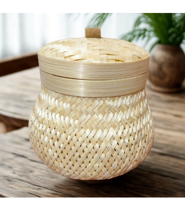RECIPIENTE BAMBÚ CON TAPA