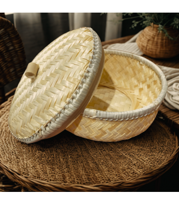 RECIPIENTE BAMBÚ CON TAPA REDONDO