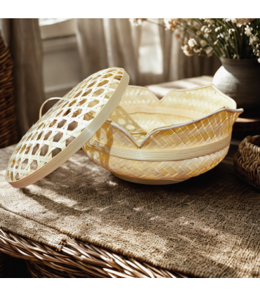 RECIPIENTE BAMBÚ CON TAPA LOTO