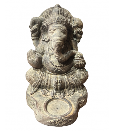 GANESHA CEMENTO PORTAVELA /INCENSARIO 20 CM