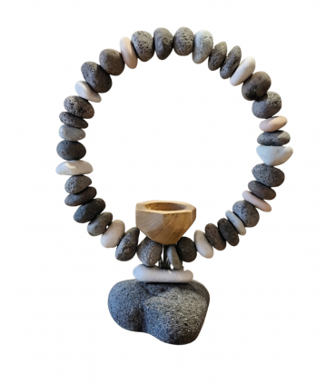 PORTAVELA ZEN DE PIEDRAS APILADAS NATURALES