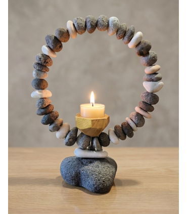 PORTAVELA ZEN DE PIEDRAS APILADAS NATURALES