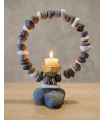 PORTAVELA ZEN DE PIEDRAS APILADAS NATURALES