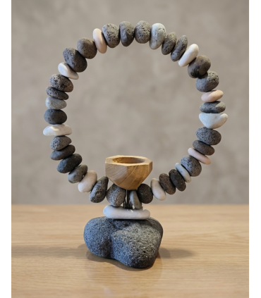 PORTAVELA ZEN DE PIEDRAS APILADAS NATURALES
