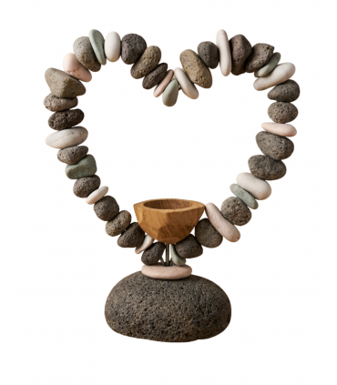 PORTAVELA ZEN DE PIEDRAS APILADAS NATURALES