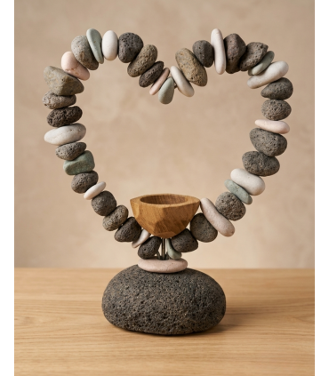 PORTAVELA ZEN DE PIEDRAS APILADAS NATURALES