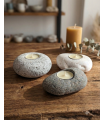 PORTAVELA DE PIEDRA DE RÍO NATURAL