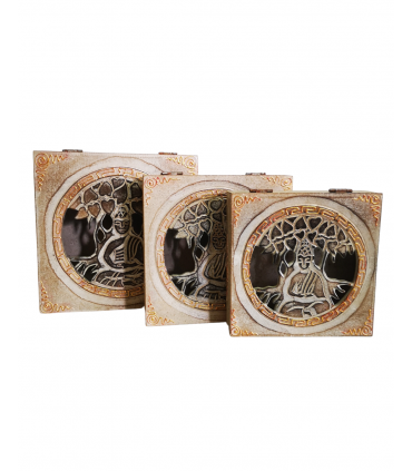 JUEGO DE TRES CAJAS CON SIMBOLO