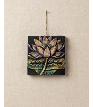CUADRO TALLADO  FLOR LOTO 20X20 CM
