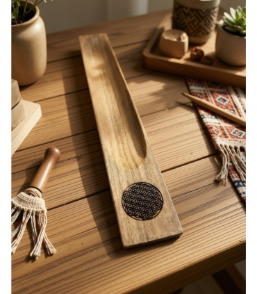 QUEMADOR INCIENSO MADERA SÍMBOLOS