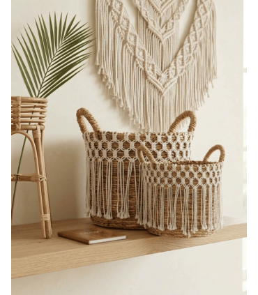 JUEGO DOS CESTAS BANANA MACRAMÉ