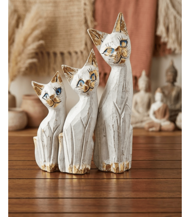 JUEGO DE 3 GATOS MADERA