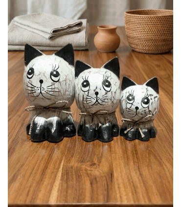 JUEGO DE 3 GATOS CABEZONES