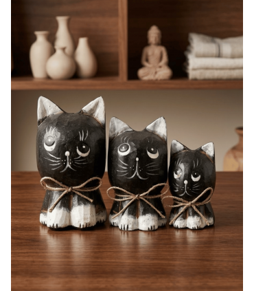 JUEGO DE 3 GATOS CABEZONES