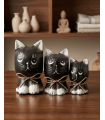 JUEGO DE 3 GATOS CABEZONES