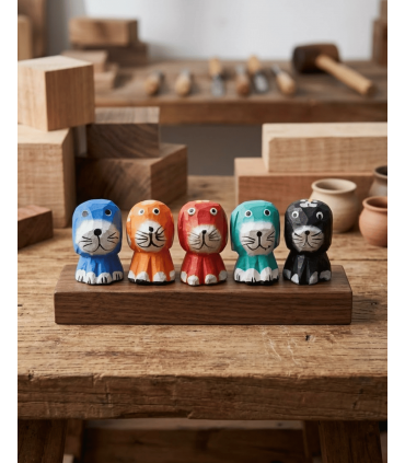 JUEGO 5 PERRITOS MADERA