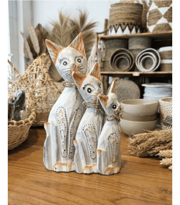JUEGO DE 3 GATOS MADERA