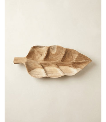 BANDEJA MADERA HOJA 40 CM