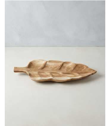BANDEJA MADERA HOJA 50 CM