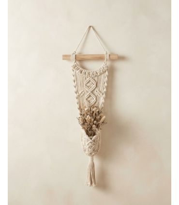 MACETERO MACRAMÉ MADERA