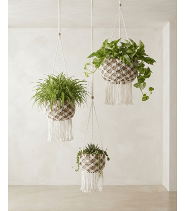 MACETERO BANANA MACRAME JUEGO DE TRES