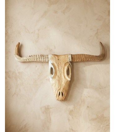 CABEZA BÚFALO MADERA TEKA